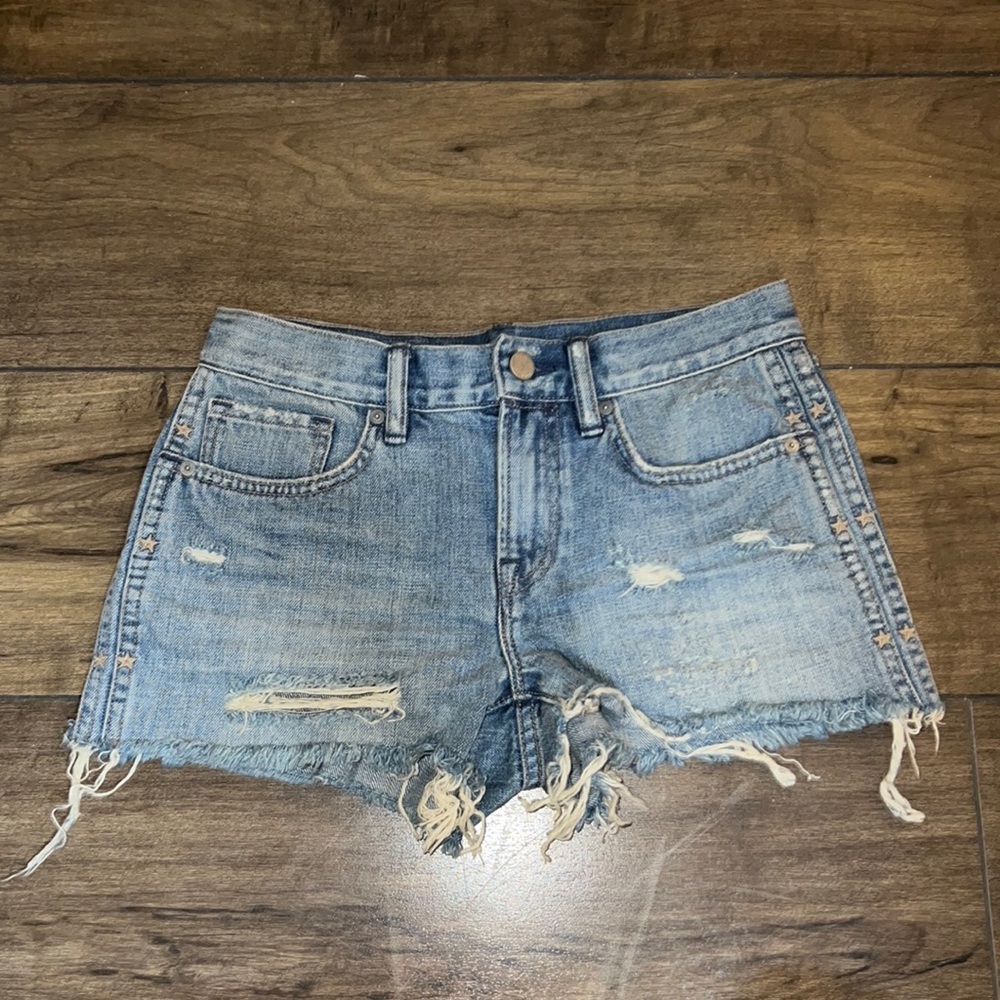 All Saints 24 Jean Shorts Denim Star Detail Blue